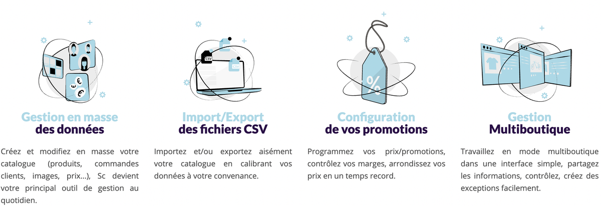 Import/export de fichiers CSV et configuration des promotions dans Store Commander pour PrestaShop